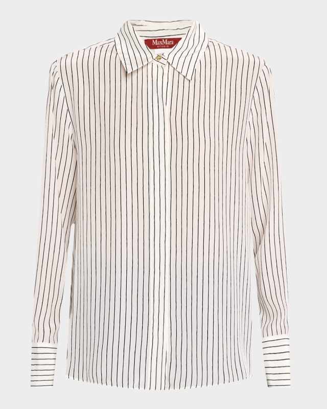 Lama Striped Button-Down Silk Shirt